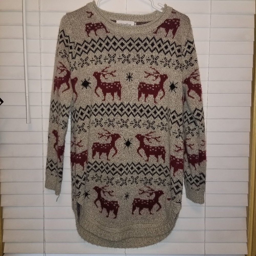 Shineflow reindeer long sweater size small